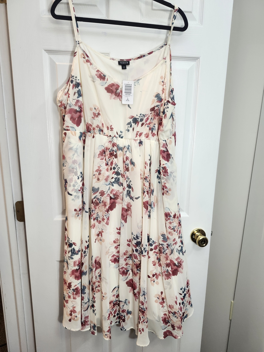 Torrid Cream Floral A-Line Spaghetti Strap Dress, Torrid 3 = 3X, NWT